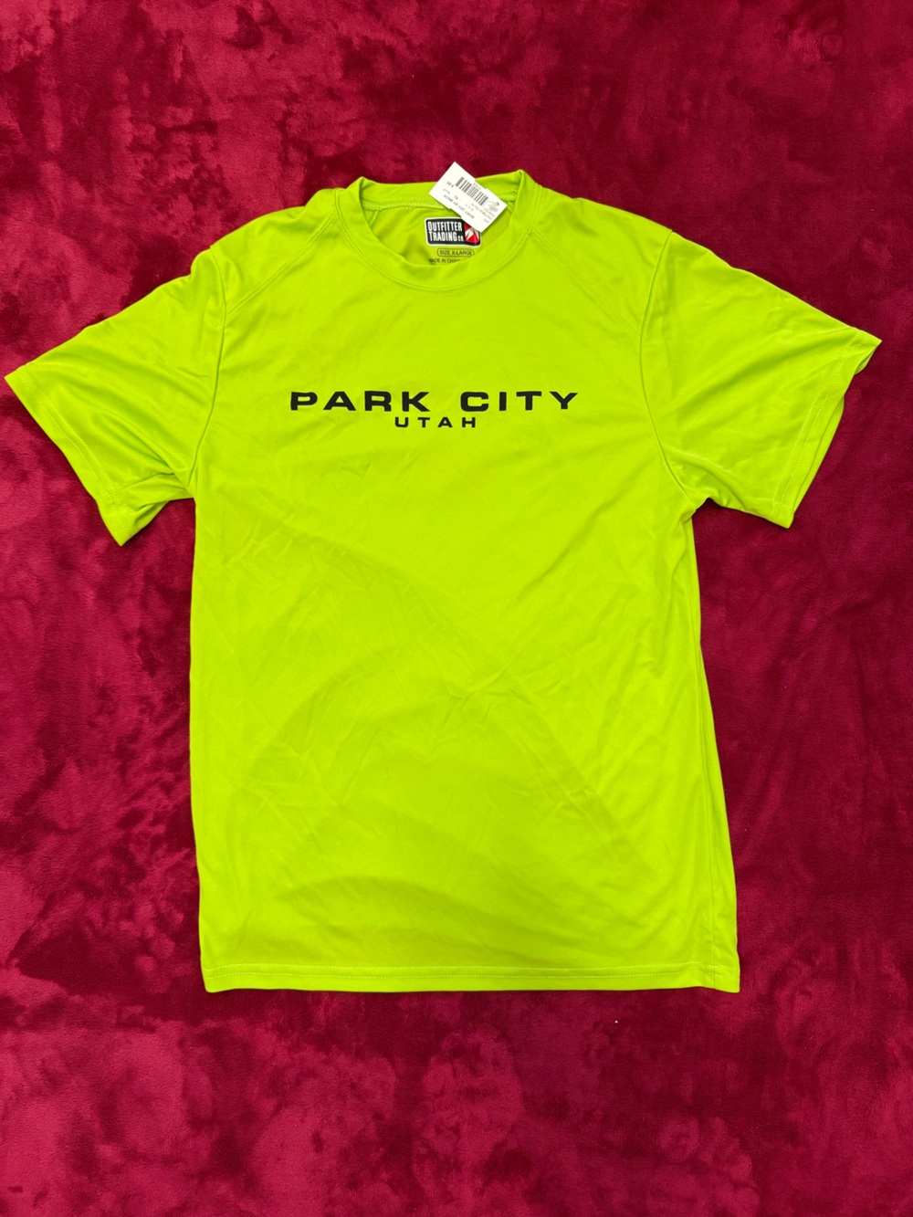 Park City Utah Kids XL Neon Green Performance Tee